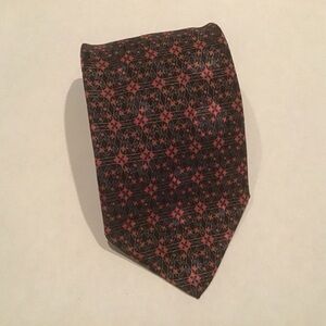 Brioni 100% Silk Neck Tie Hand Made In Italy Red Blue Geometric Print 62" AS IS